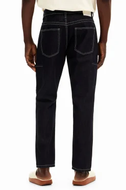 Long denim pants with pockets