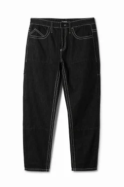 Long denim pants with pockets