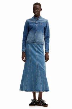 Long denim skirt