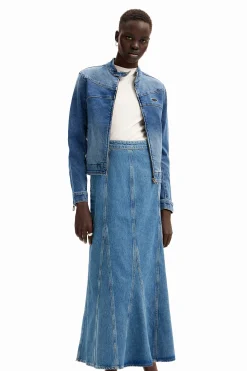 Long denim skirt