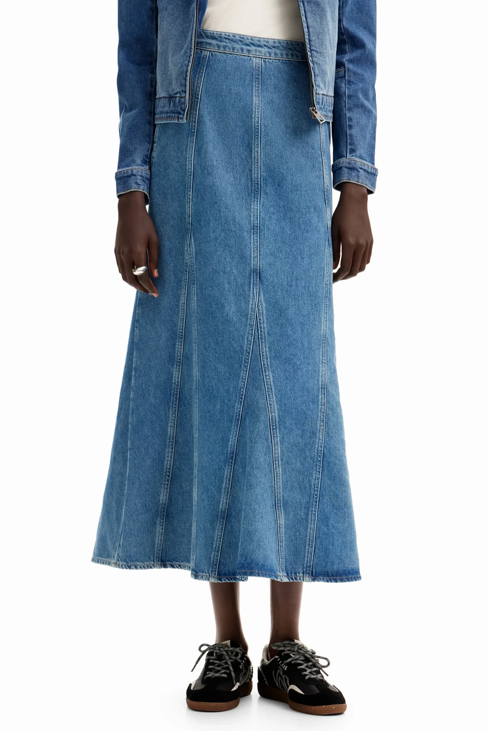 Long denim skirt
