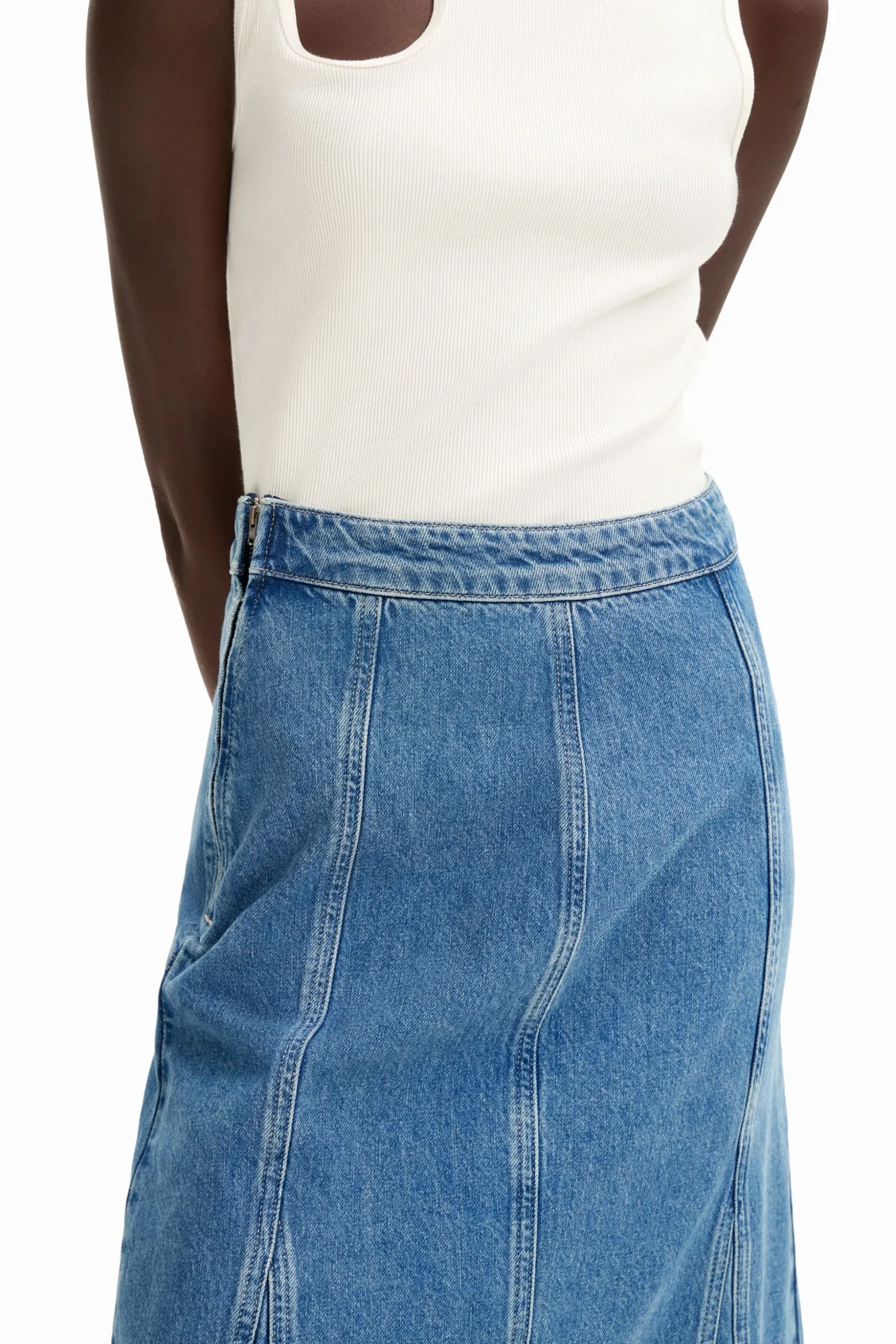 Long denim skirt