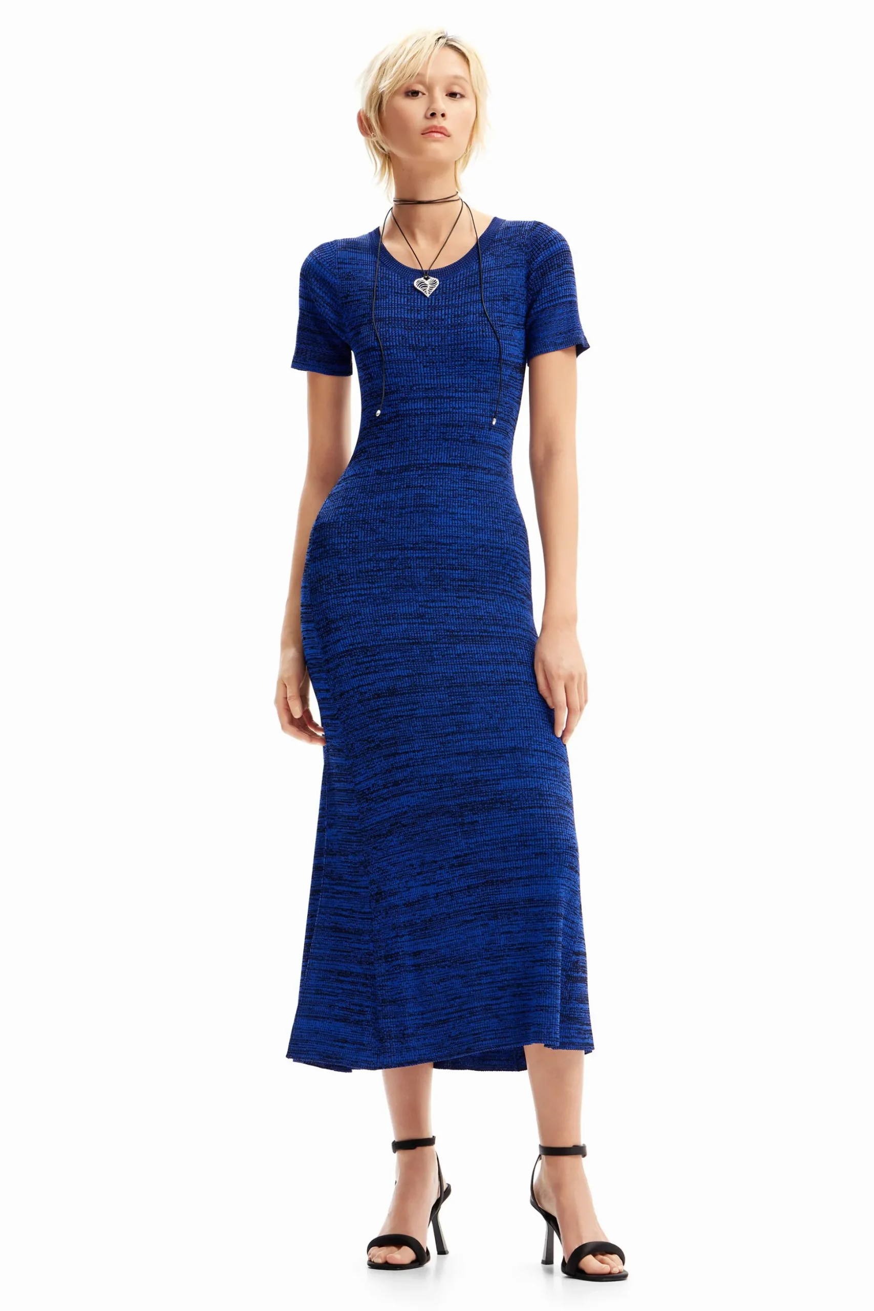 Long mottled ribbed dress