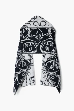 Long scarf with faces