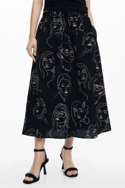 Long skirt with faces
