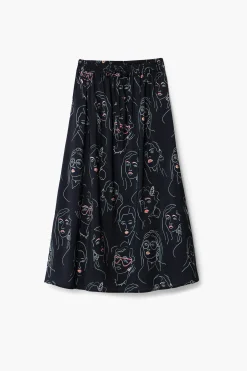 Long skirt with faces