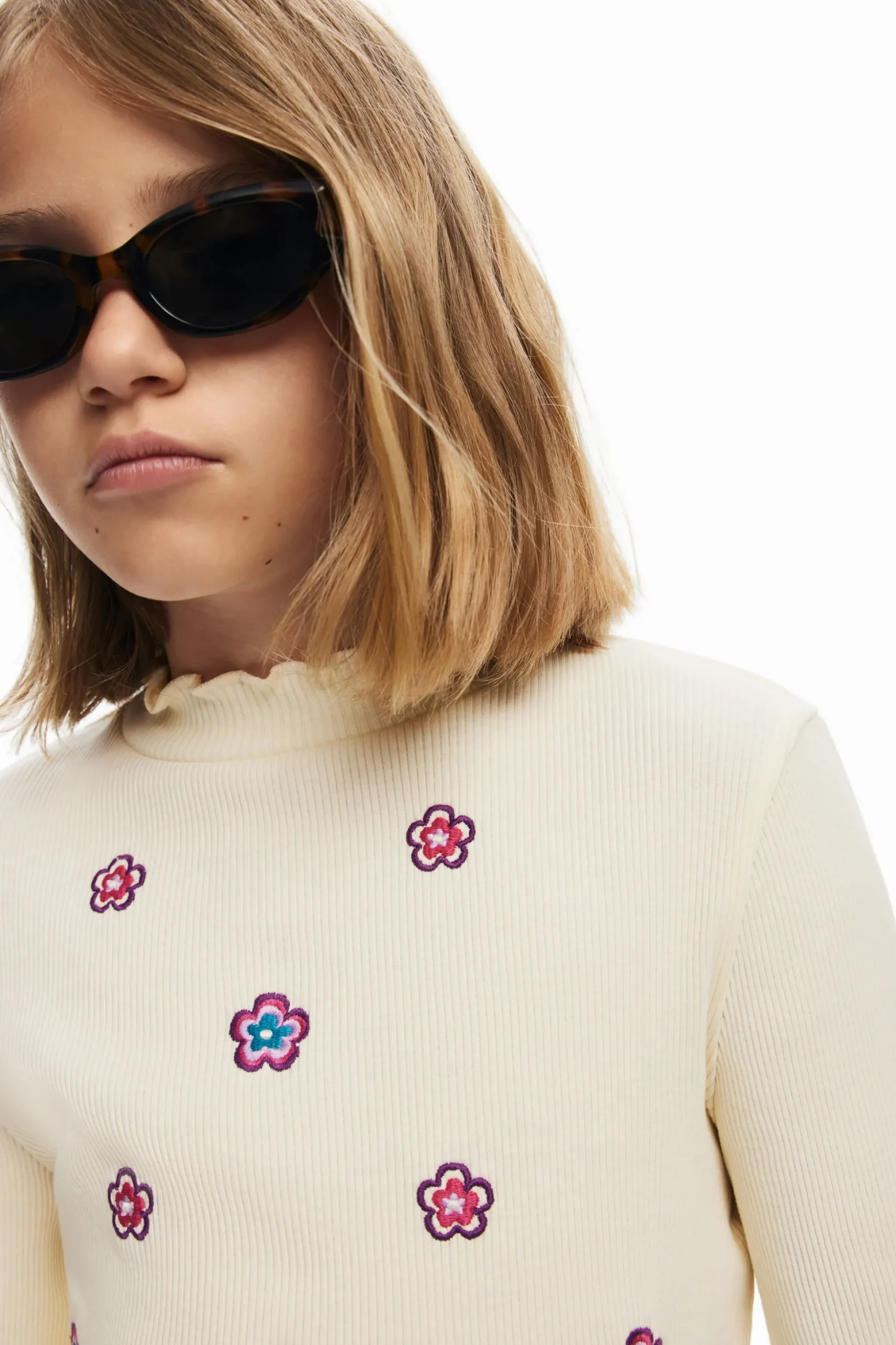 Long-sleeve floral T-shirt