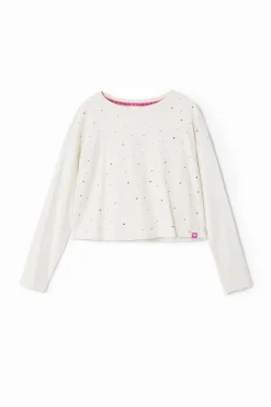 Long-sleeve polka dot T-shirt