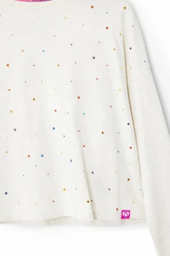 Long-sleeve polka dot T-shirt