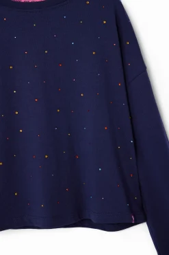 Long-sleeve polka dot T-shirt