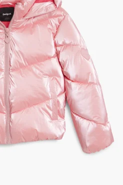 Metallic padded coat with hood