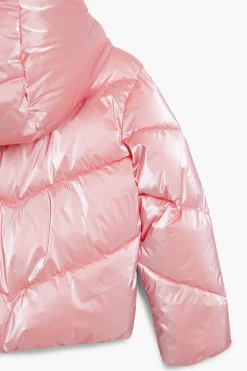 Metallic padded coat with hood