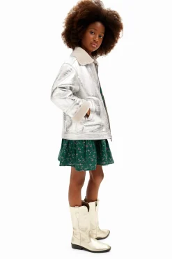 Metallic shearling jacket