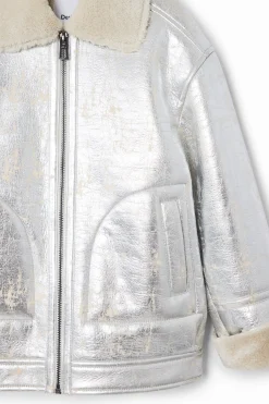 Metallic shearling jacket