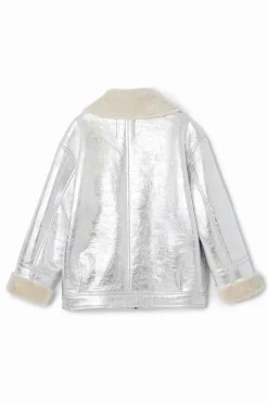 Metallic shearling jacket