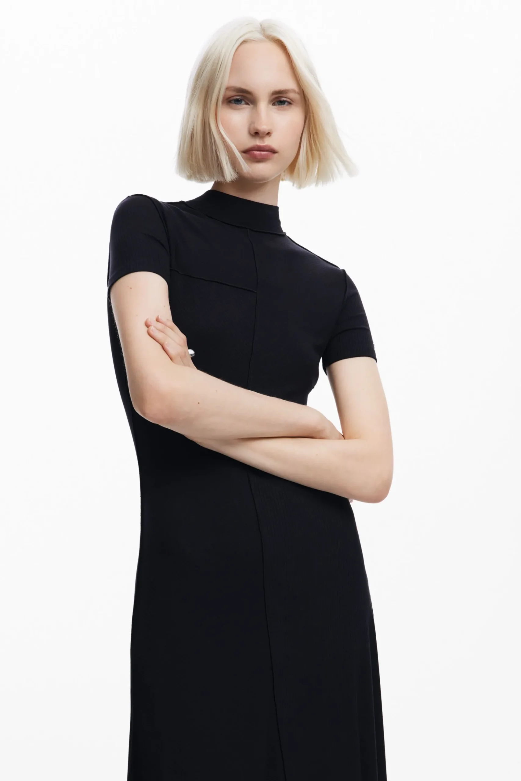 Midi dress with high neck