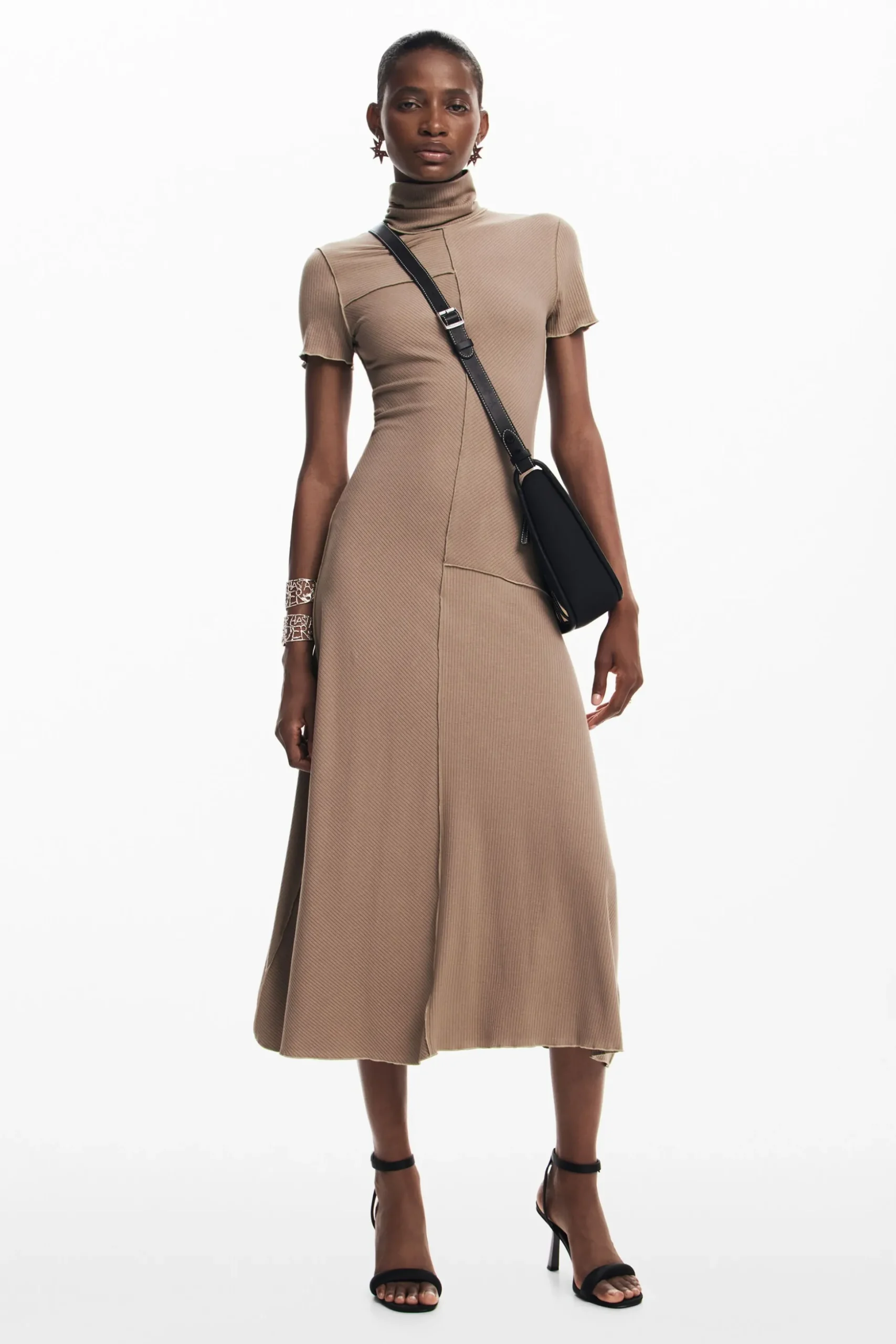 Midi dress with high neck