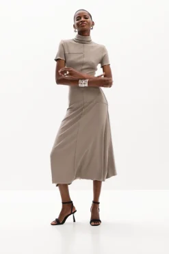 Midi dress with high neck