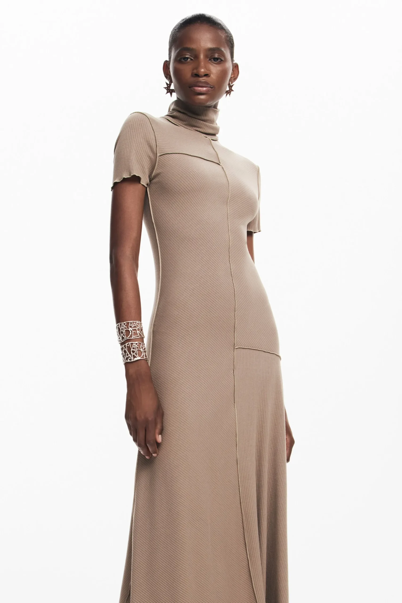 Midi dress with high neck