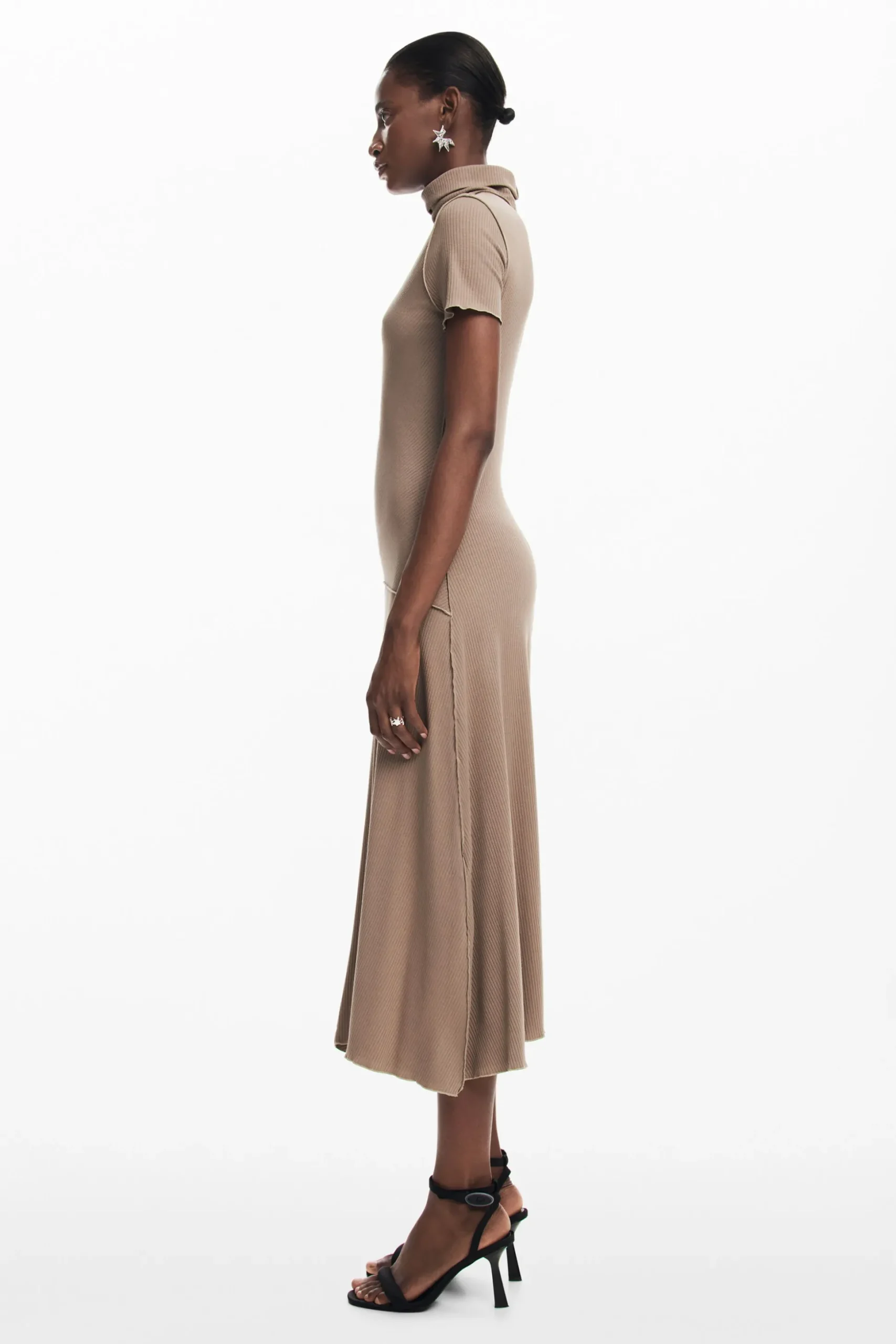 Midi dress with high neck