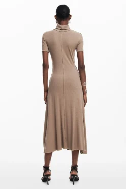 Midi dress with high neck