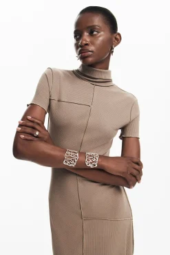 Midi dress with high neck