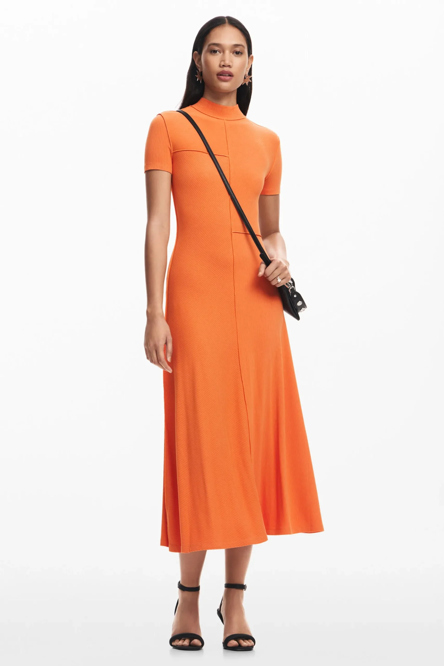 Midi dress with high neck