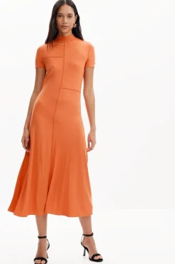 Midi dress with high neck