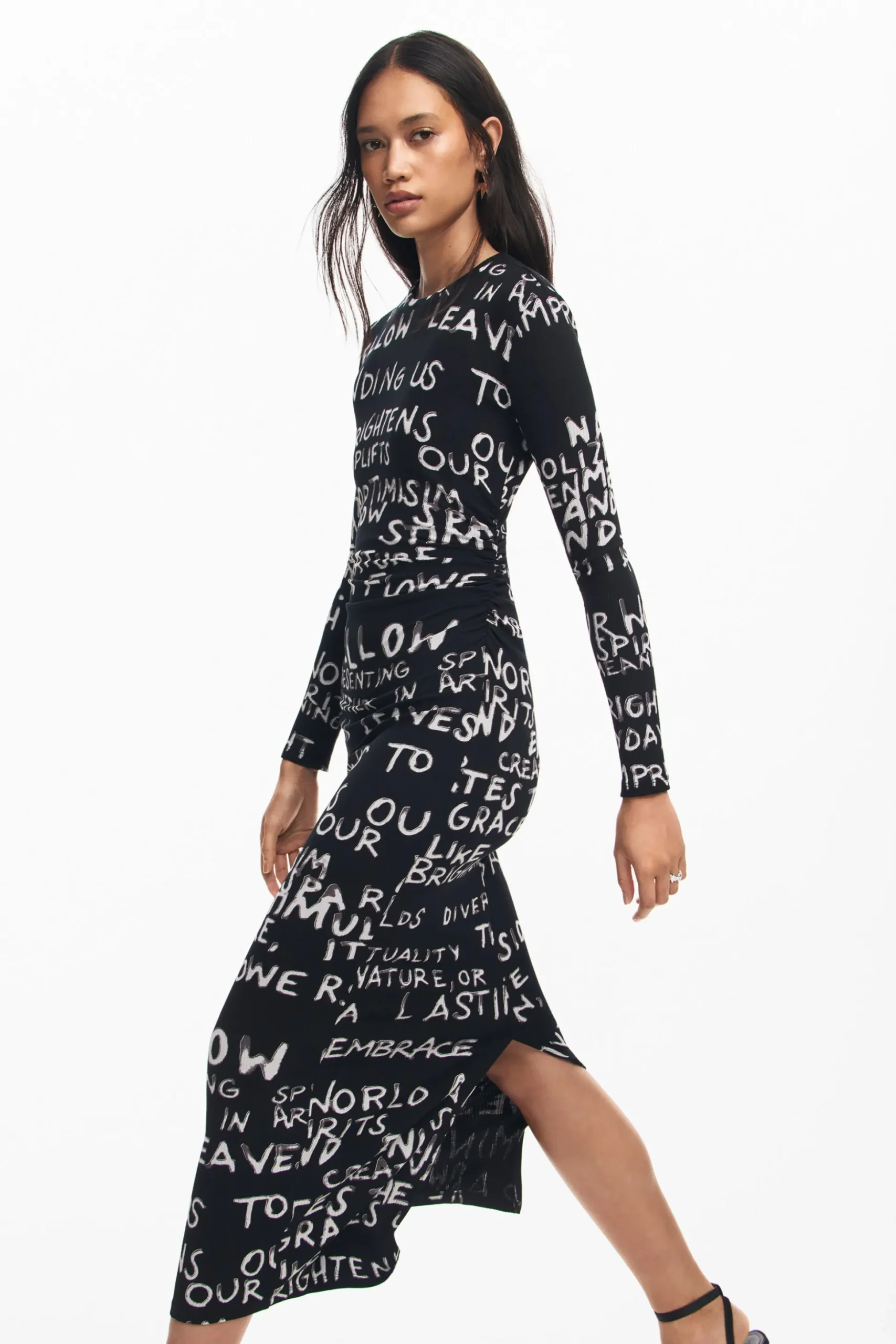 Midi dress with phrases
