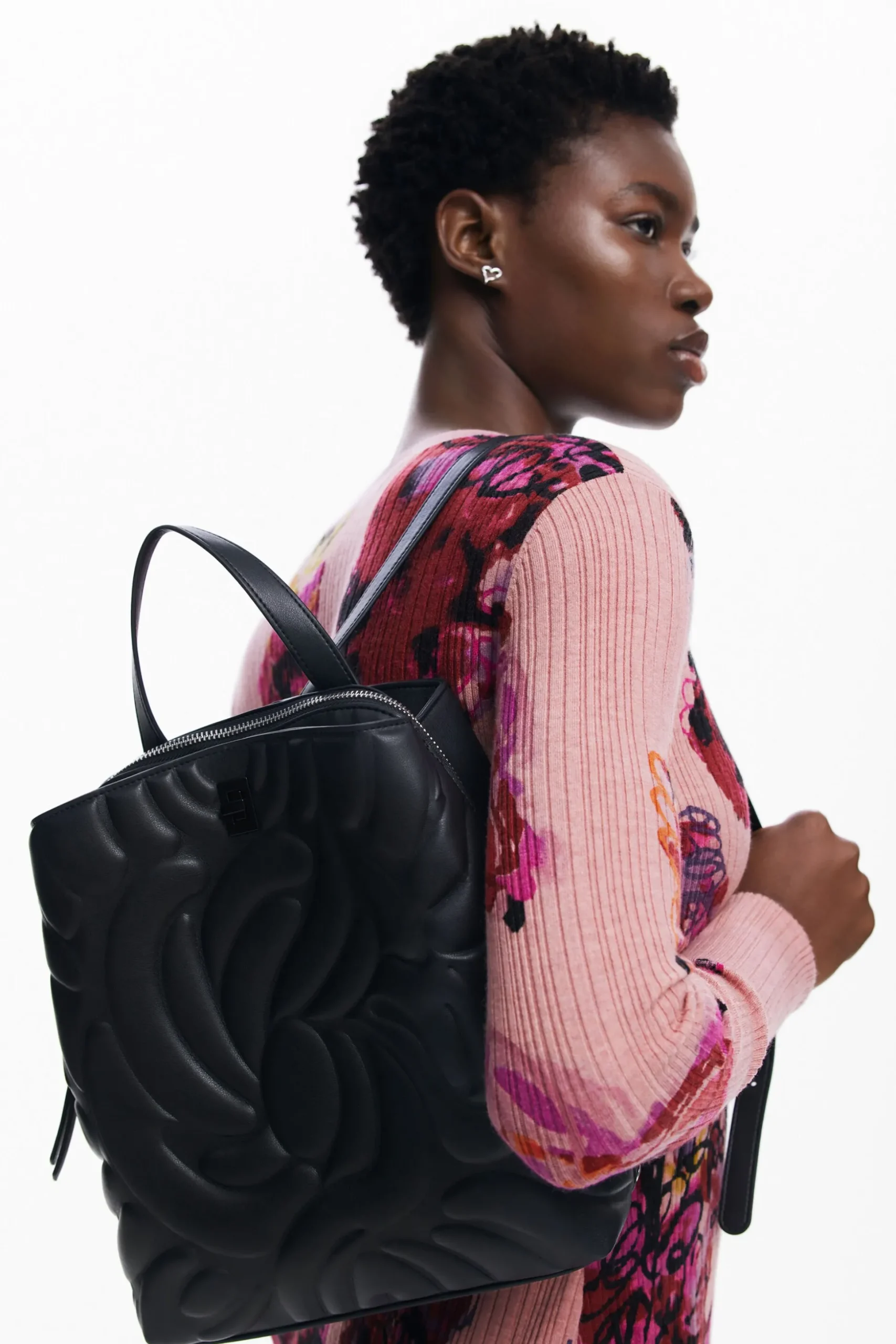 Mini backpack with geometric flowers