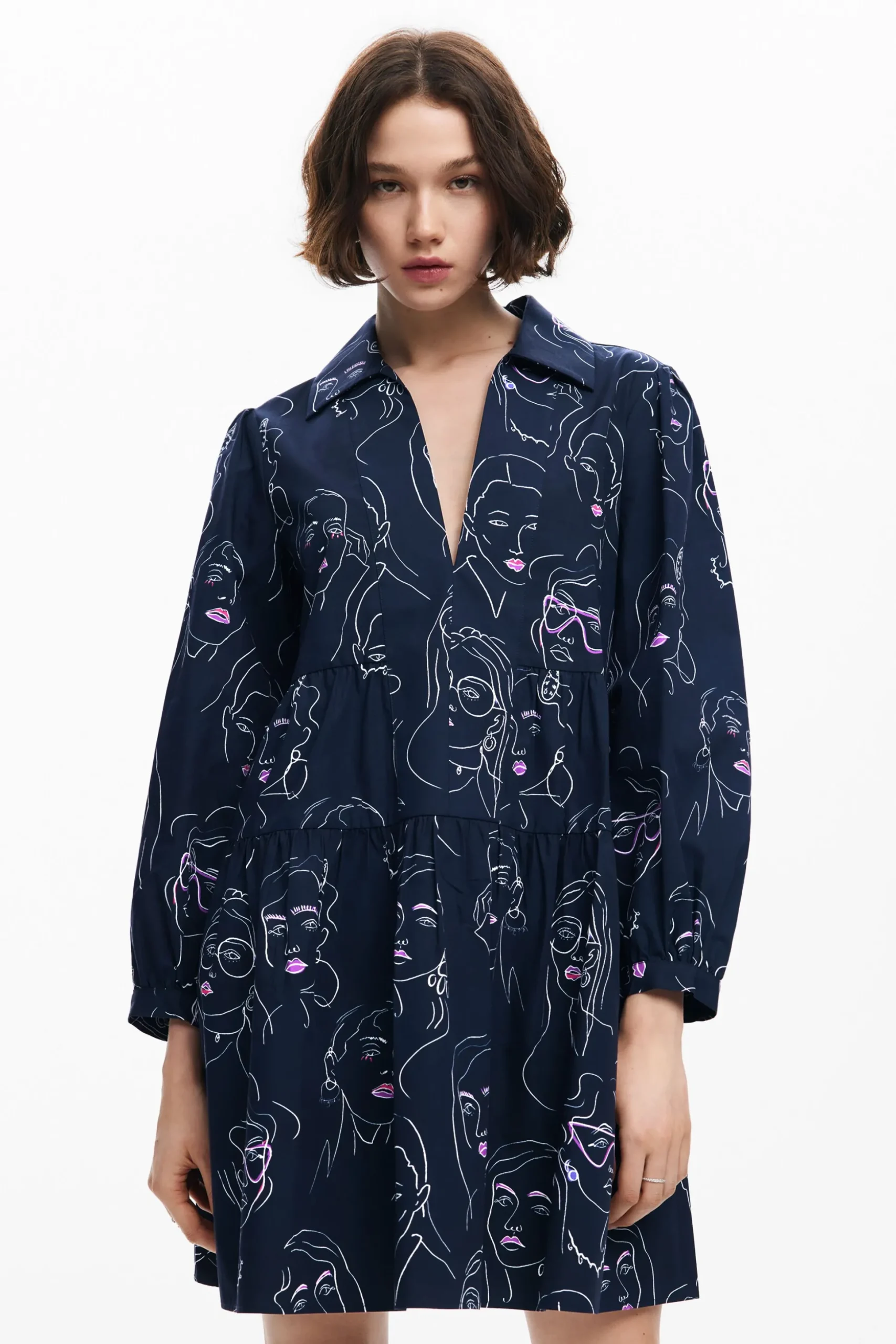 Mini dress with faces