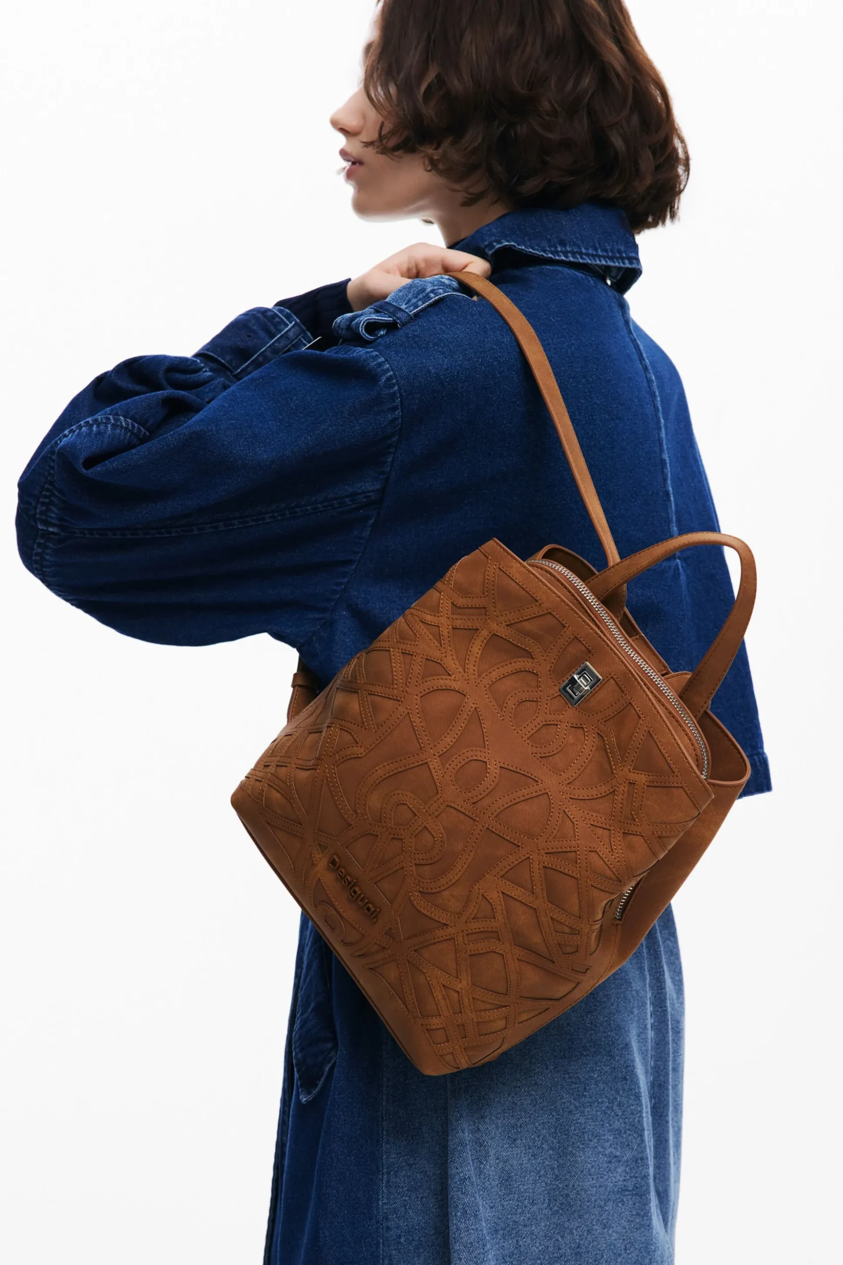 Mini embossed backpack