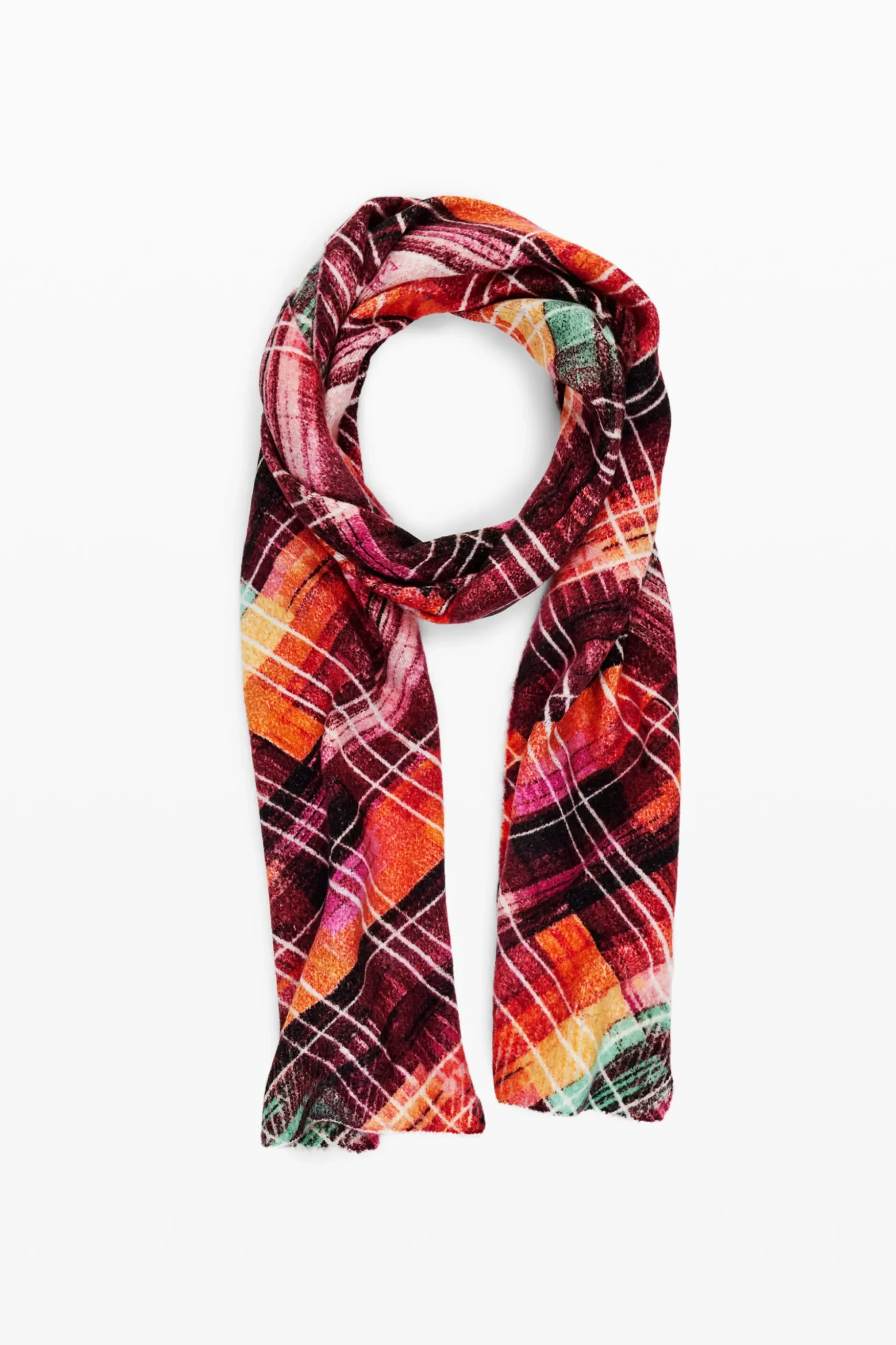 Multicolor fringe scarf