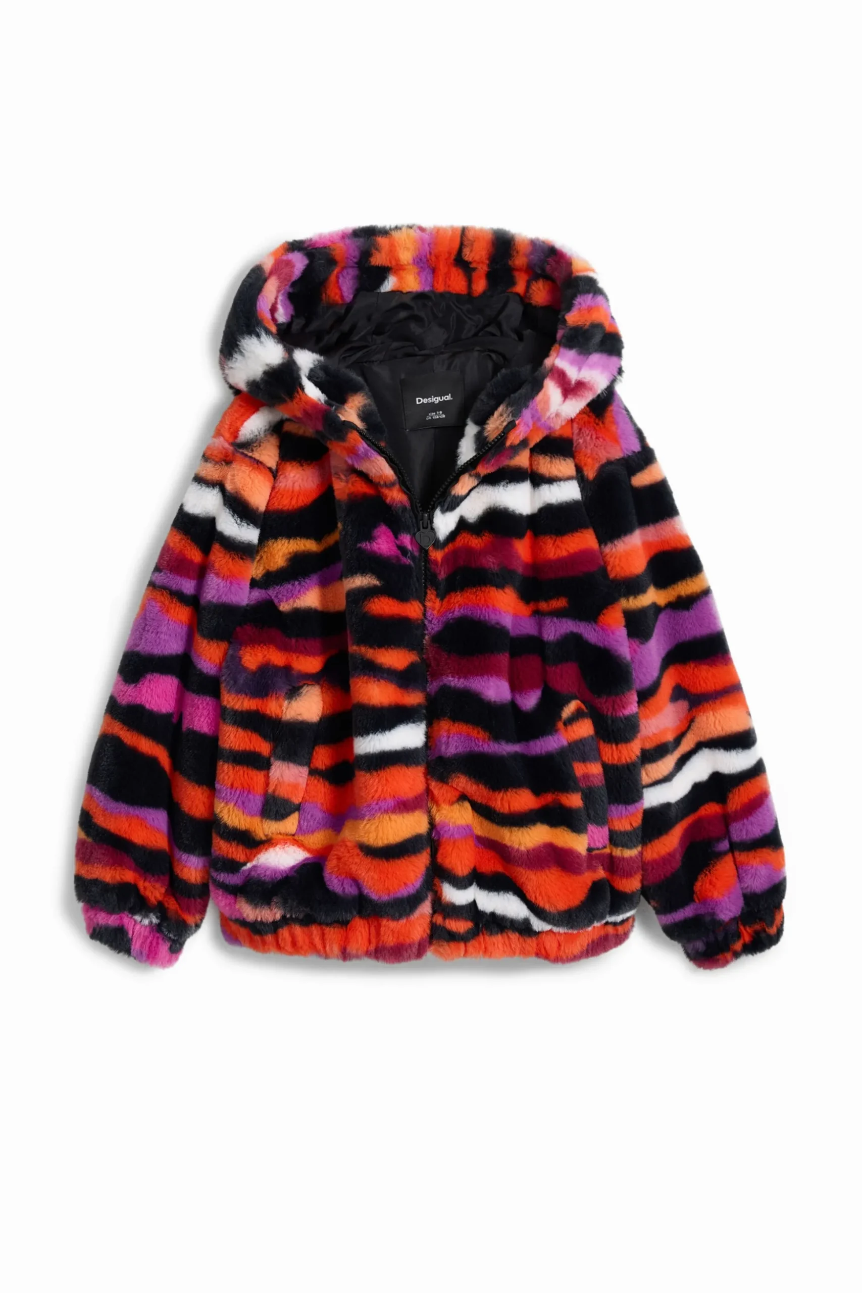Multicolored animal print faux fur jacket