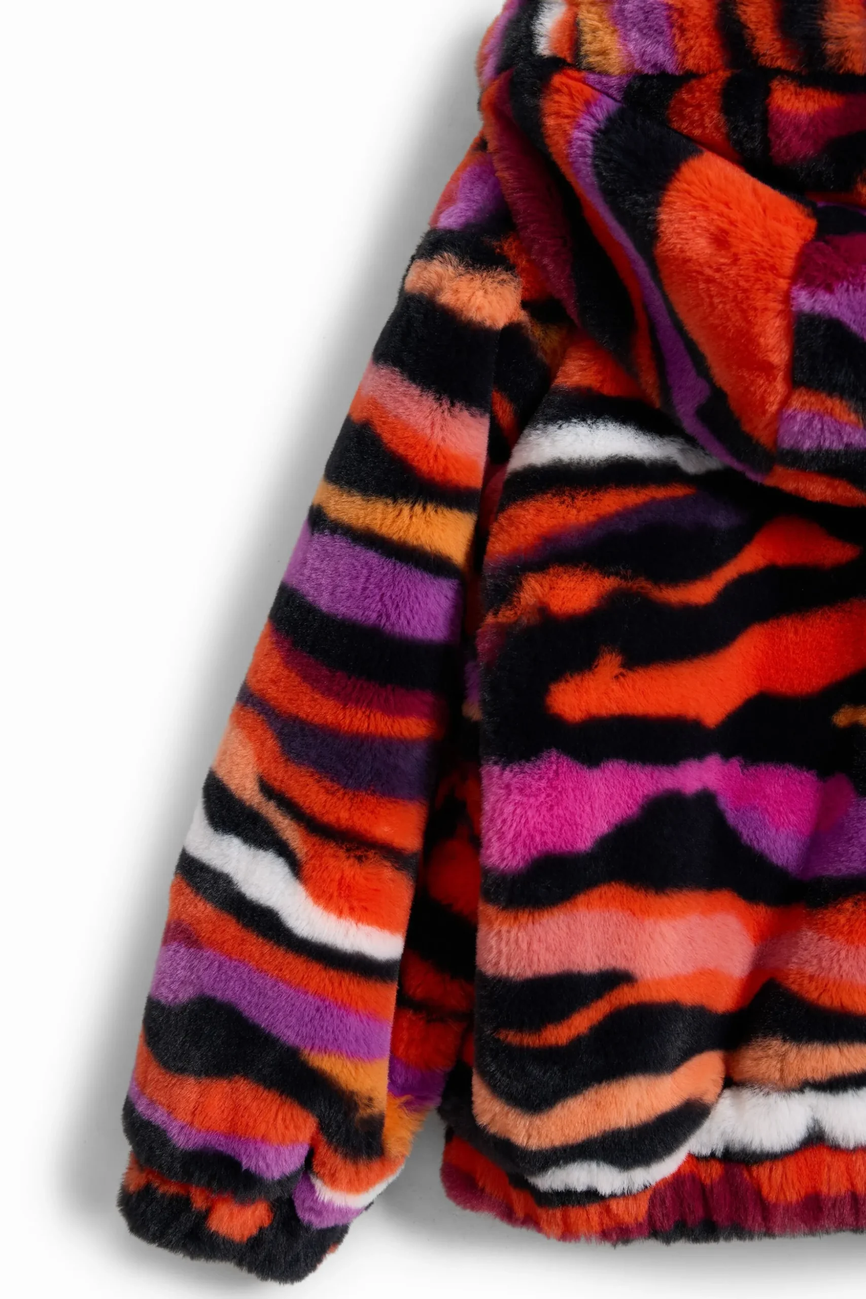 Multicolored animal print faux fur jacket