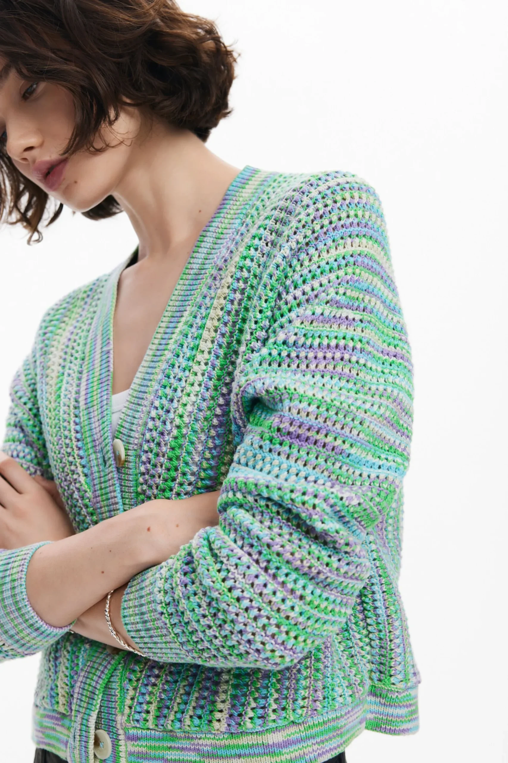 Multicolored printed cardigan