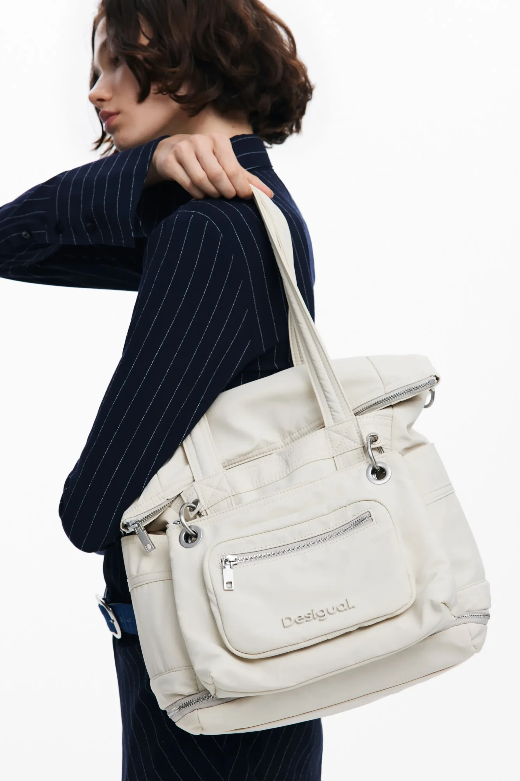 Multi-position nylon backpack