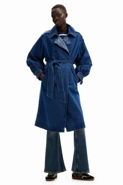 Oversize denim trench coat