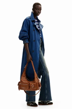 Oversize denim trench coat