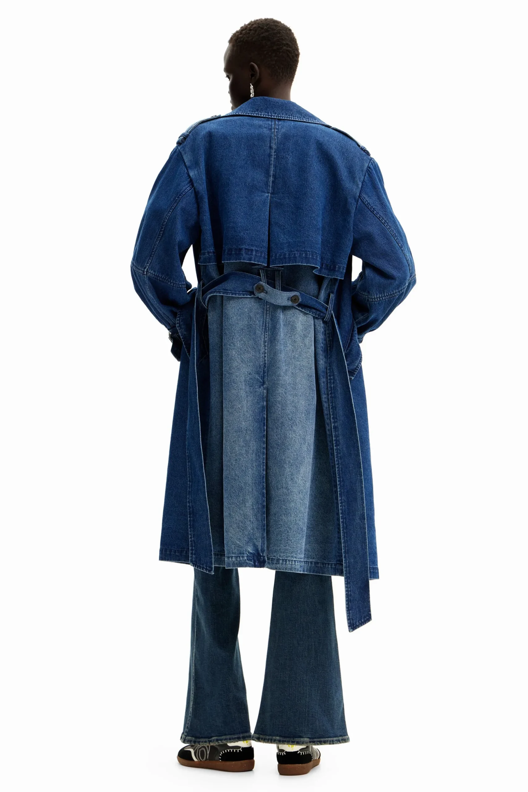 Oversize denim trench coat