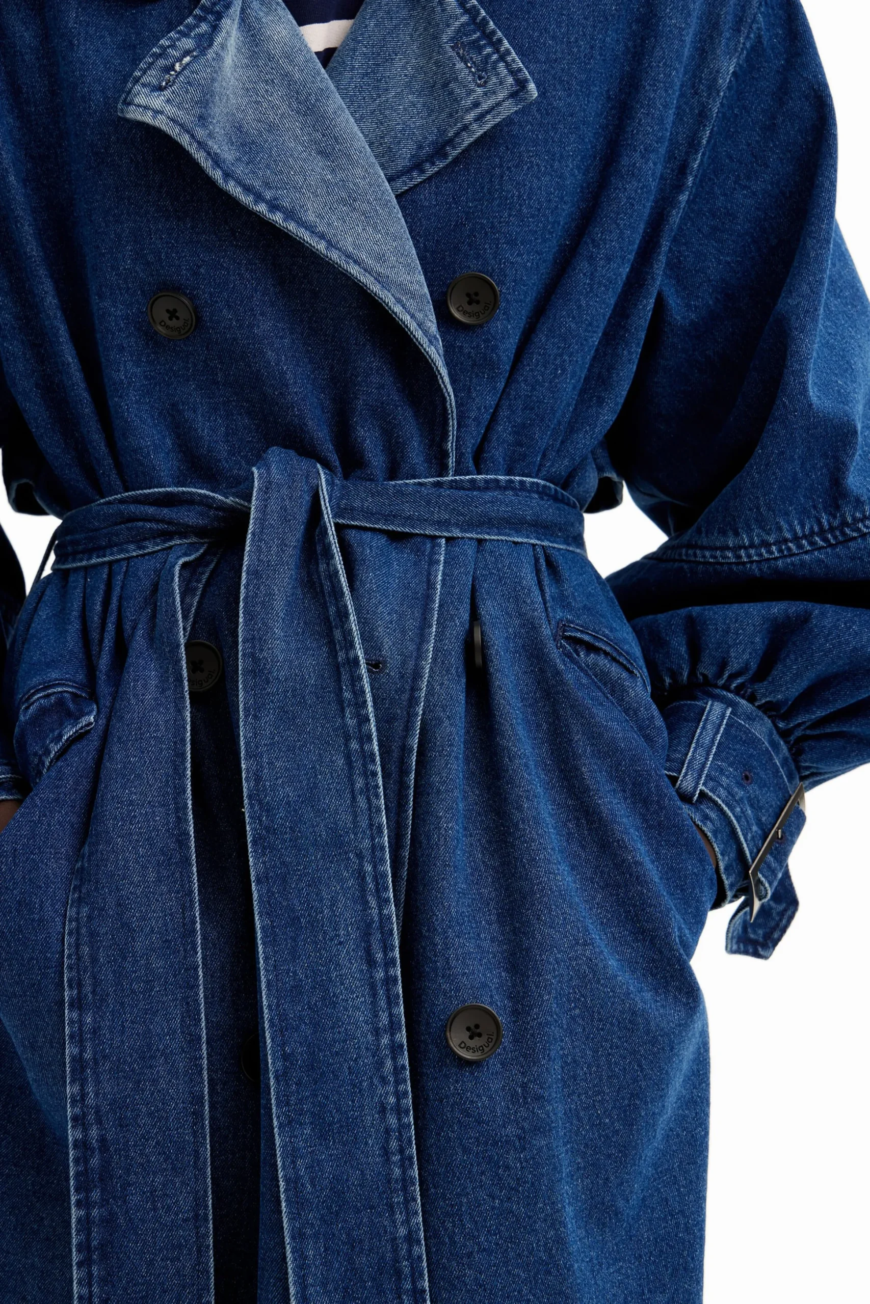 Oversize denim trench coat