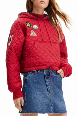Padded hoodie with patches