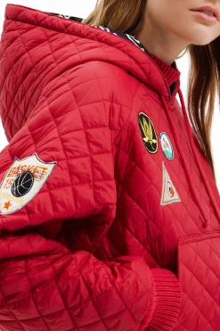 Padded hoodie with patches