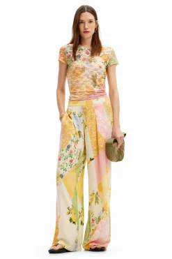 Patched palazzo pants