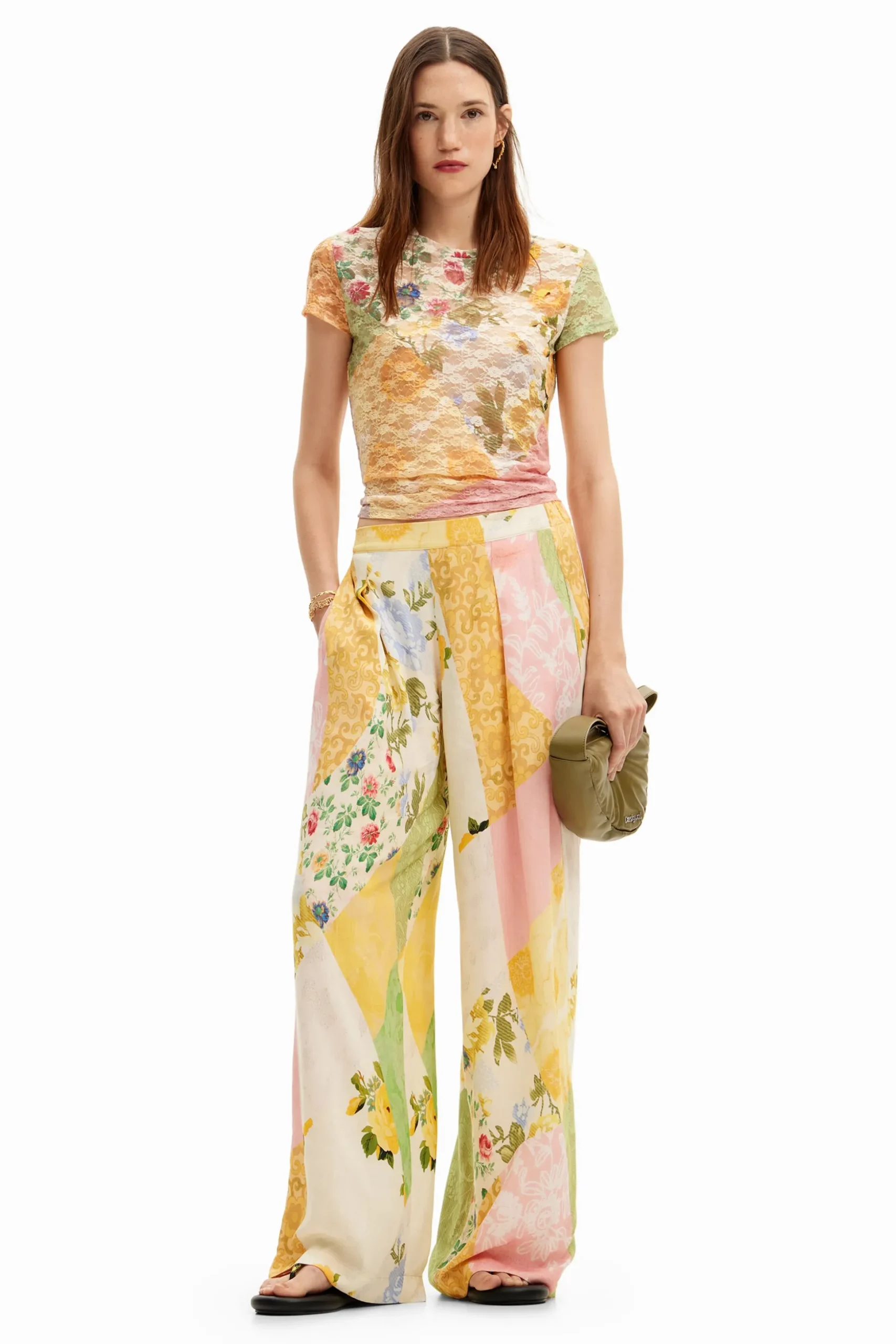 Patched palazzo pants