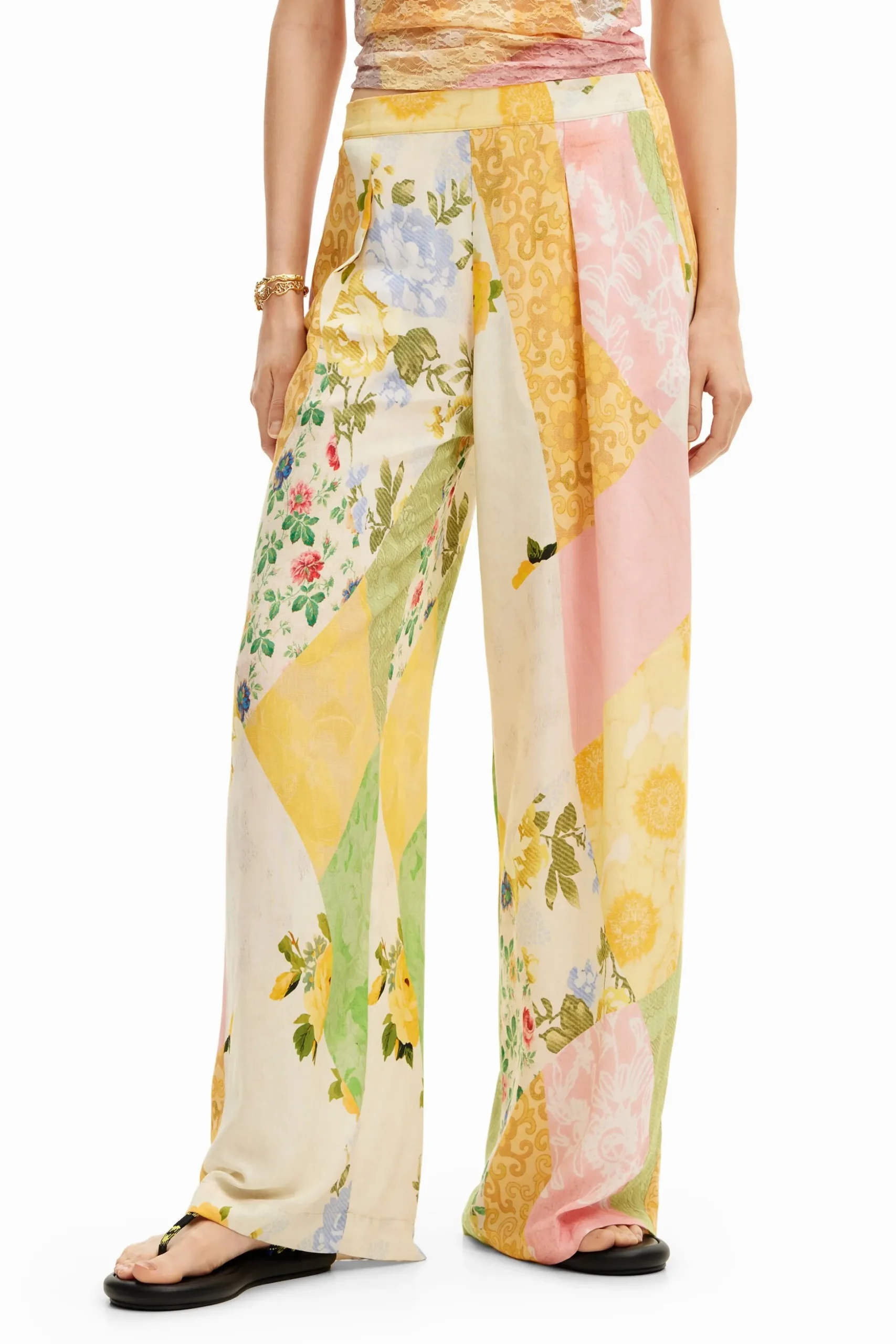 Patched palazzo pants
