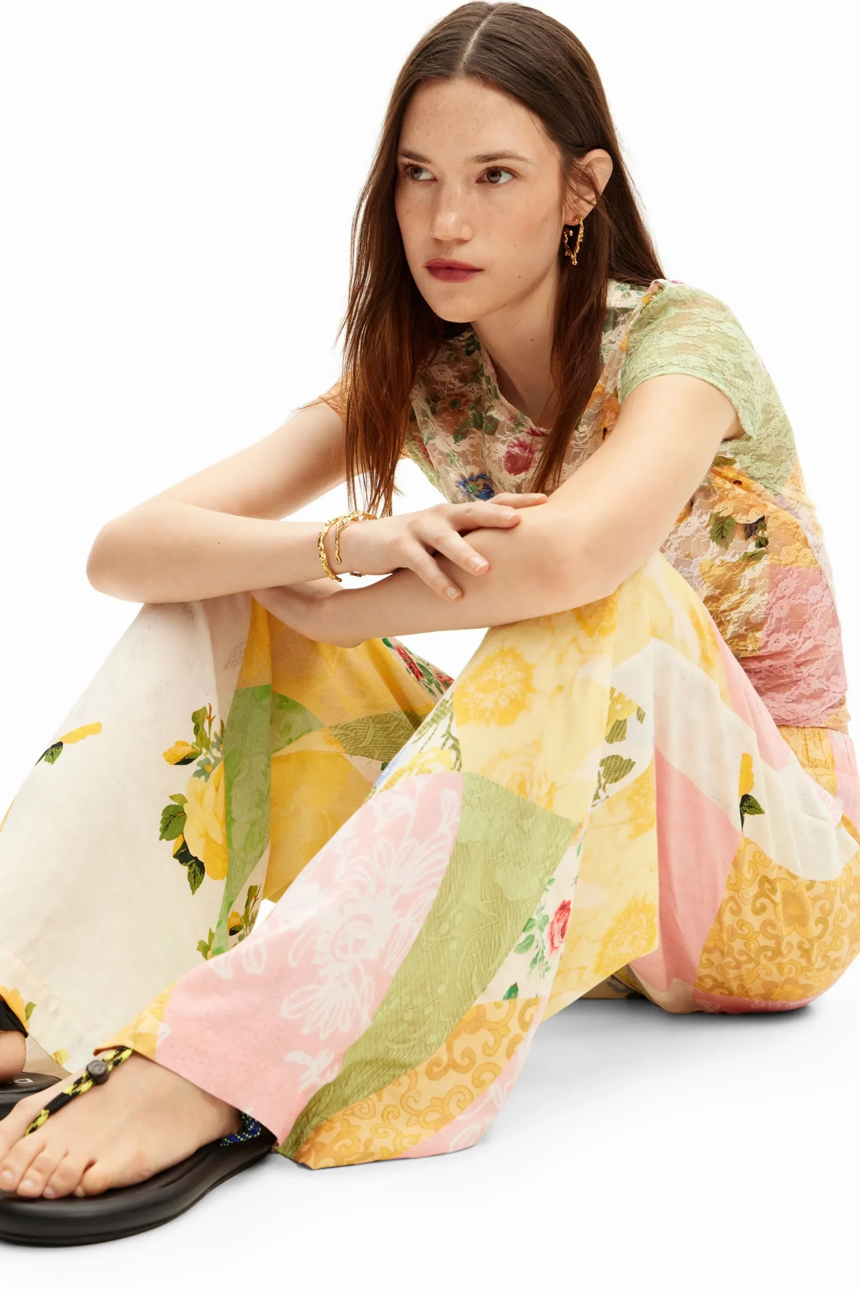 Patched palazzo pants
