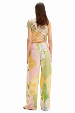 Patched palazzo pants