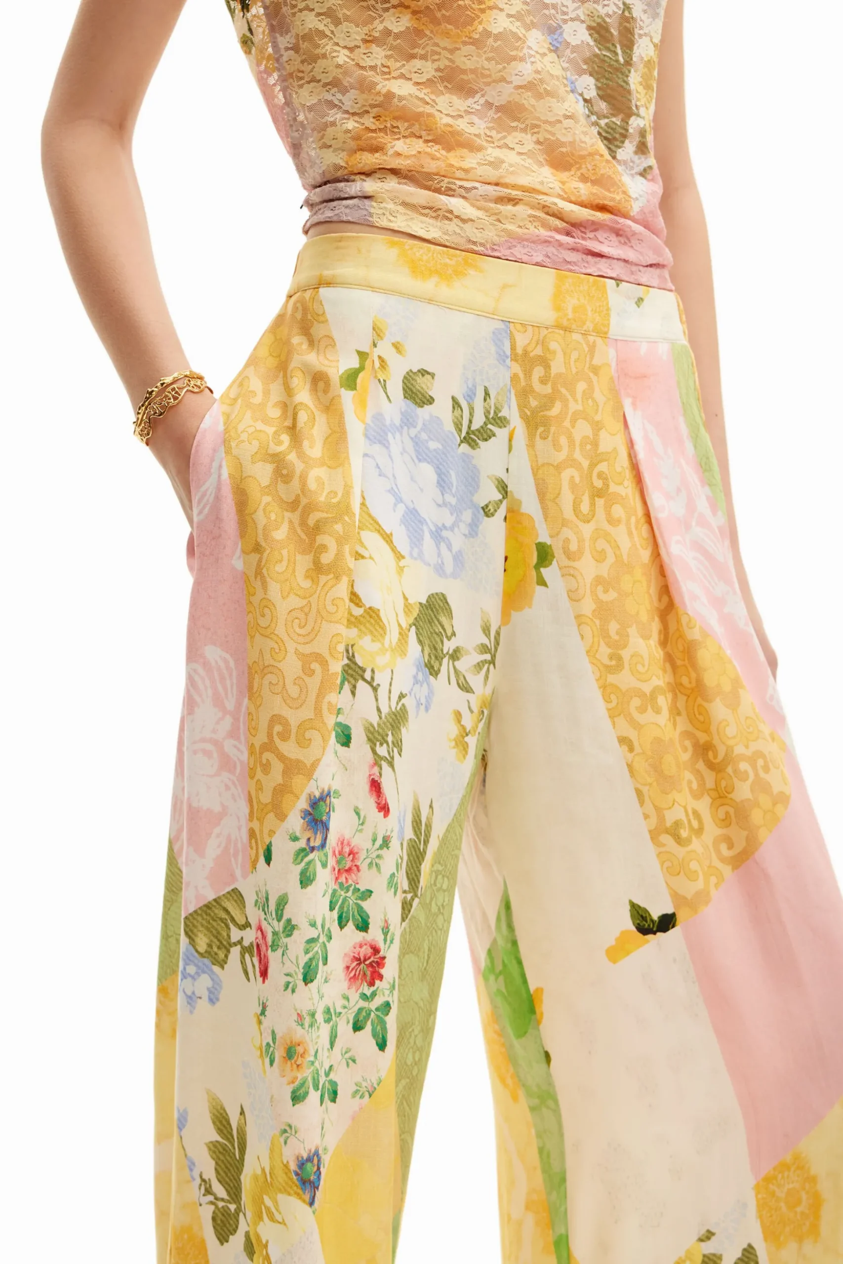 Patched palazzo pants