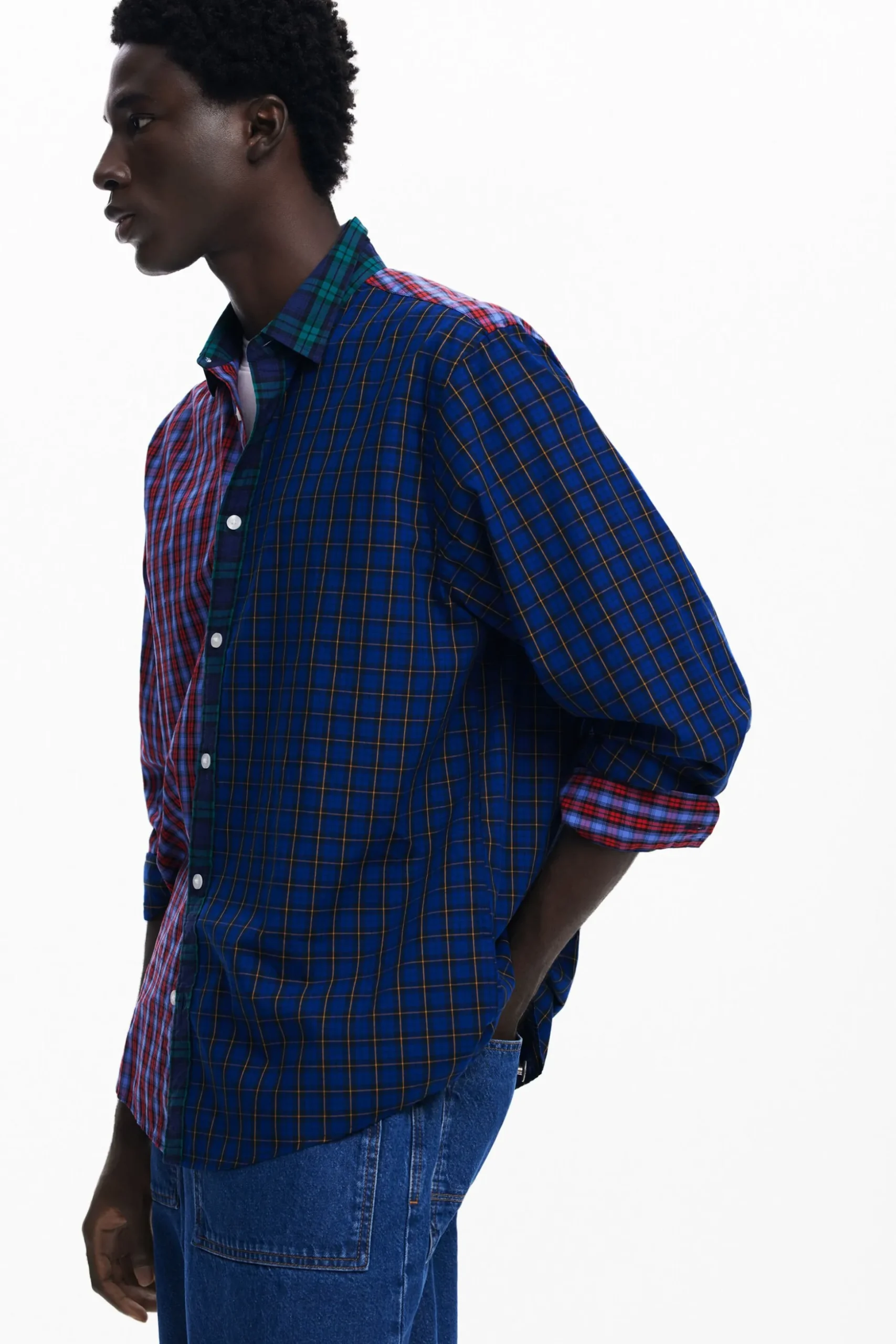 Patchwork checkered shirt